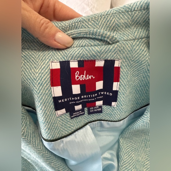 Boden | Women’s SZ US 16/18 | HERITAGE British Tweed Turquoise Blazer Wool - Picture 7 of 11